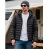 imageMAGCOMSEN Mens Lightweight Puffer Jacket Hooded Warm Winter Coat Quilted Lined WaterResistant Full Zip Bubble JacketsBlack