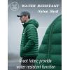 imageMAGCOMSEN Mens Lightweight Puffer Jacket Hooded Warm Winter Coat Quilted Lined WaterResistant Full Zip Bubble JacketsEmerald Green