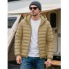 imageMAGCOMSEN Mens Lightweight Puffer Jacket Hooded Warm Winter Coat Quilted Lined WaterResistant Full Zip Bubble JacketsKhaki