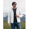 imageMAGCOMSEN Mens Lightweight Puffer Jacket Hooded Warm Winter Coat Quilted Lined WaterResistant Full Zip Bubble JacketsWhite