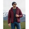 imageMAGCOMSEN Mens Lightweight Puffer Jacket Hooded Warm Winter Coat Quilted Lined WaterResistant Full Zip Bubble JacketsWine Red