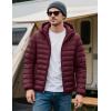 imageMAGCOMSEN Mens Lightweight Puffer Jacket Hooded Warm Winter Coat Quilted Lined WaterResistant Full Zip Bubble JacketsWine Red