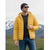 imageMAGCOMSEN Mens Lightweight Puffer Jacket Hooded Warm Winter Coat Quilted Lined WaterResistant Full Zip Bubble JacketsYellow