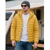 imageMAGCOMSEN Mens Lightweight Puffer Jacket Hooded Warm Winter Coat Quilted Lined WaterResistant Full Zip Bubble JacketsYellow