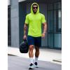 imageMAGCOMSEN Mens Short Sleeve Hoodie Cotton Hooded T Shirts Lightweight Sweatshirt Hoodies PulloverFluorescent Green