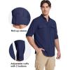 imageMAGCOMSEN Mens Sun Protection Fishing Shirts Long Sleeve UPF 50 Quick Dry Cooling Button Down Shirt for Hiking SafariNavy