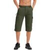 imageMAGCOMSEN Mens Workout Shorts 7 Pockets Quick Dry 34 Capri Pants Zipper Pockets Hiking Athletic ShortsGreen