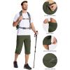 imageMAGCOMSEN Mens Workout Shorts 7 Pockets Quick Dry 34 Capri Pants Zipper Pockets Hiking Athletic ShortsGreen