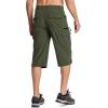 imageMAGCOMSEN Mens Workout Shorts 7 Pockets Quick Dry 34 Capri Pants Zipper Pockets Hiking Athletic ShortsGreen