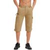 imageMAGCOMSEN Mens Workout Shorts 7 Pockets Quick Dry 34 Capri Pants Zipper Pockets Hiking Athletic ShortsKhaki