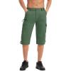 imageMAGCOMSEN Mens Workout Shorts 7 Pockets Quick Dry 34 Capri Pants Zipper Pockets Hiking Athletic ShortsLight Green