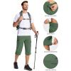 imageMAGCOMSEN Mens Workout Shorts 7 Pockets Quick Dry 34 Capri Pants Zipper Pockets Hiking Athletic ShortsLight Green