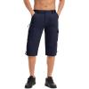 imageMAGCOMSEN Mens Workout Shorts 7 Pockets Quick Dry 34 Capri Pants Zipper Pockets Hiking Athletic ShortsNavy