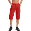 imageMAGCOMSEN Mens Workout Shorts 7 Pockets Quick Dry 34 Capri Pants Zipper Pockets Hiking Athletic ShortsTomato Red