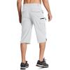 imageMAGCOMSEN Mens Workout Shorts 7 Pockets Quick Dry 34 Capri Pants Zipper Pockets Hiking Athletic ShortsWhite