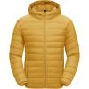 imageMAGCOMSEN Mens Lightweight Puffer Jacket Hooded Warm Winter Coat Quilted Lined WaterResistant Full Zip Bubble JacketsYellow