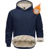 imageMAGCOMSEN Mens Sherpa Hoodie Heavyweight Fleece Lined Thick Winter Thermal Athletic Sweatshirt with Kangaroo PocketNavy