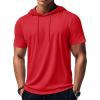 imageMAGCOMSEN Mens Short Sleeve Hoodie Cotton Hooded T Shirts Lightweight Sweatshirt Hoodies PulloverTomato Red