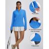 imageMAGCOMSEN 14 Zip Pullover Women Long Sleeve Quarter Zip UPF 50 Sun Shirts with Pocket Quick Dry Athletic Workout TopsAzure
