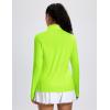 imageMAGCOMSEN 14 Zip Pullover Women Long Sleeve Quarter Zip UPF 50 Sun Shirts with Pocket Quick Dry Athletic Workout TopsFluorescent Green
