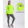 imageMAGCOMSEN 14 Zip Pullover Women Long Sleeve Quarter Zip UPF 50 Sun Shirts with Pocket Quick Dry Athletic Workout TopsFluorescent Green