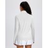 imageMAGCOMSEN 14 Zip Pullover Women Long Sleeve Quarter Zip UPF 50 Sun Shirts with Pocket Quick Dry Athletic Workout TopsWhite