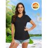 imageMAGCOMSEN 2 Pack Womens T Shirts VNeck Short Sleeve UPF 50 Sun Protection Workout Quick Dry Shirts Tee TopsBlackBlack