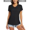imageMAGCOMSEN 2 Pack Womens T Shirts VNeck Short Sleeve UPF 50 Sun Protection Workout Quick Dry Shirts Tee TopsBlackYellow