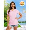 imageMAGCOMSEN 2 Pack Womens T Shirts VNeck Short Sleeve UPF 50 Sun Protection Workout Quick Dry Shirts Tee TopsLight PinkRose