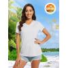 imageMAGCOMSEN 2 Pack Womens T Shirts VNeck Short Sleeve UPF 50 Sun Protection Workout Quick Dry Shirts Tee TopsWhiteYellow