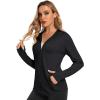 imageMAGCOMSEN Jackets for Women Full Zip Up Lightweight Long Sleeve UPF 50 Workout Workout Sun Protection HoodieBlack