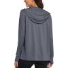 imageMAGCOMSEN Jackets for Women Full Zip Up Lightweight Long Sleeve UPF 50 Workout Workout Sun Protection HoodieDark Grey