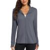 imageMAGCOMSEN Jackets for Women Full Zip Up Lightweight Long Sleeve UPF 50 Workout Workout Sun Protection HoodieDark Grey