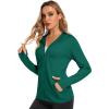 imageMAGCOMSEN Jackets for Women Full Zip Up Lightweight Long Sleeve UPF 50 Workout Workout Sun Protection HoodieEmerald Green