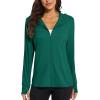 imageMAGCOMSEN Jackets for Women Full Zip Up Lightweight Long Sleeve UPF 50 Workout Workout Sun Protection HoodieEmerald Green