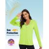 imageMAGCOMSEN Jackets for Women Full Zip Up Lightweight Long Sleeve UPF 50 Workout Workout Sun Protection HoodieFluorescent Green