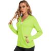 imageMAGCOMSEN Jackets for Women Full Zip Up Lightweight Long Sleeve UPF 50 Workout Workout Sun Protection HoodieFluorescent Green