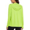 imageMAGCOMSEN Jackets for Women Full Zip Up Lightweight Long Sleeve UPF 50 Workout Workout Sun Protection HoodieFluorescent Green
