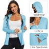 imageMAGCOMSEN Jackets for Women Full Zip Up Lightweight Long Sleeve UPF 50 Workout Workout Sun Protection HoodieLight Blue