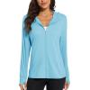imageMAGCOMSEN Jackets for Women Full Zip Up Lightweight Long Sleeve UPF 50 Workout Workout Sun Protection HoodieLight Blue