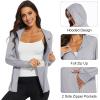 imageMAGCOMSEN Jackets for Women Full Zip Up Lightweight Long Sleeve UPF 50 Workout Workout Sun Protection HoodieLight Grey