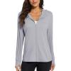 imageMAGCOMSEN Jackets for Women Full Zip Up Lightweight Long Sleeve UPF 50 Workout Workout Sun Protection HoodieLight Grey