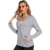 imageMAGCOMSEN Jackets for Women Full Zip Up Lightweight Long Sleeve UPF 50 Workout Workout Sun Protection HoodieLight Grey