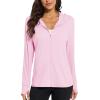 imageMAGCOMSEN Jackets for Women Full Zip Up Lightweight Long Sleeve UPF 50 Workout Workout Sun Protection HoodieLight Pink