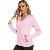 imageMAGCOMSEN Jackets for Women Full Zip Up Lightweight Long Sleeve UPF 50 Workout Workout Sun Protection HoodieLight Pink