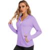 imageMAGCOMSEN Jackets for Women Full Zip Up Lightweight Long Sleeve UPF 50 Workout Workout Sun Protection HoodieLight Purple