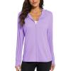 imageMAGCOMSEN Jackets for Women Full Zip Up Lightweight Long Sleeve UPF 50 Workout Workout Sun Protection HoodieLight Purple