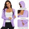 imageMAGCOMSEN Jackets for Women Full Zip Up Lightweight Long Sleeve UPF 50 Workout Workout Sun Protection HoodieLight Purple