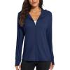 imageMAGCOMSEN Jackets for Women Full Zip Up Lightweight Long Sleeve UPF 50 Workout Workout Sun Protection HoodieNavy
