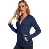 imageMAGCOMSEN Jackets for Women Full Zip Up Lightweight Long Sleeve UPF 50 Workout Workout Sun Protection HoodieNavy